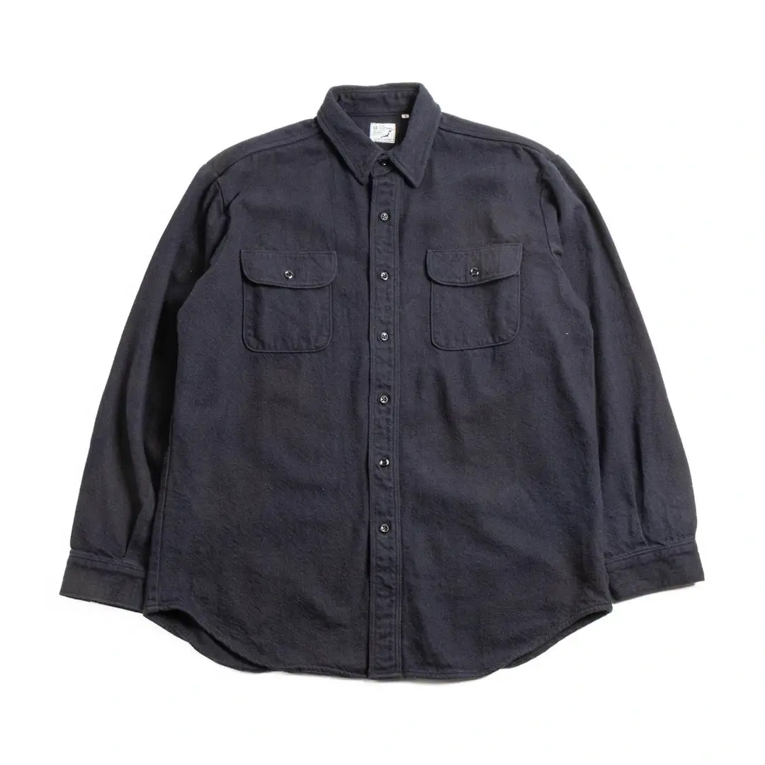 Orslow-V8072-Relax-Fit-Flannel-Shirt-Front.webp Orslow (V8072) Relax Fit Flannel Shirt Navy - Image 1