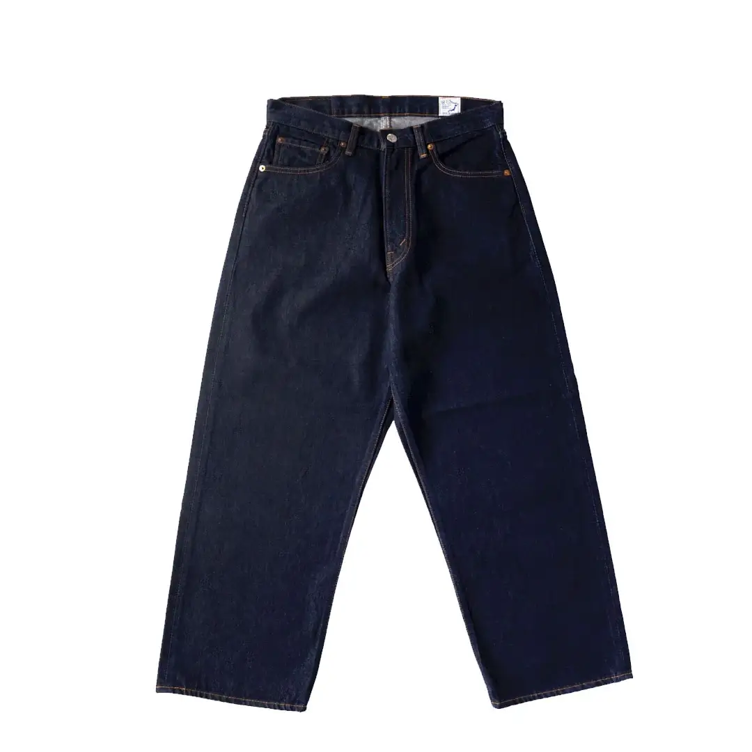 Super-Dads-Denim-Pants-One-Wash-Front.webp orSlow Super Dad’s Denim Pants - Image 1