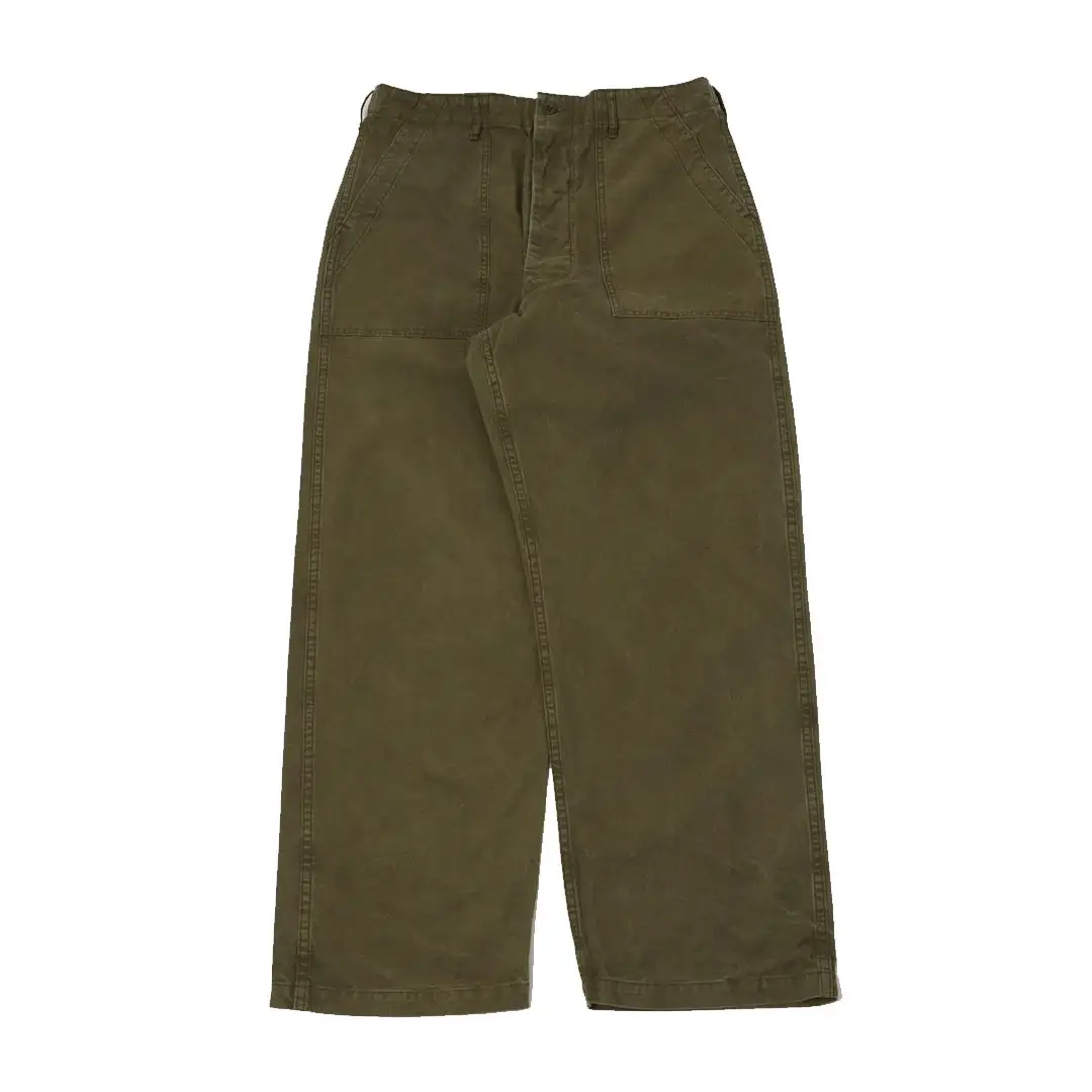 orSlow-Lightweight-Canvas-Summer-Fatigue-Trouser-Faded-Olive-Front.webp orSlow Lightweight Canvas Summer Fatigue Trouser – Faded Olive - Image 1