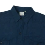 orSlow Linen Poplin Check Work Shirt – Indigo - Image 2