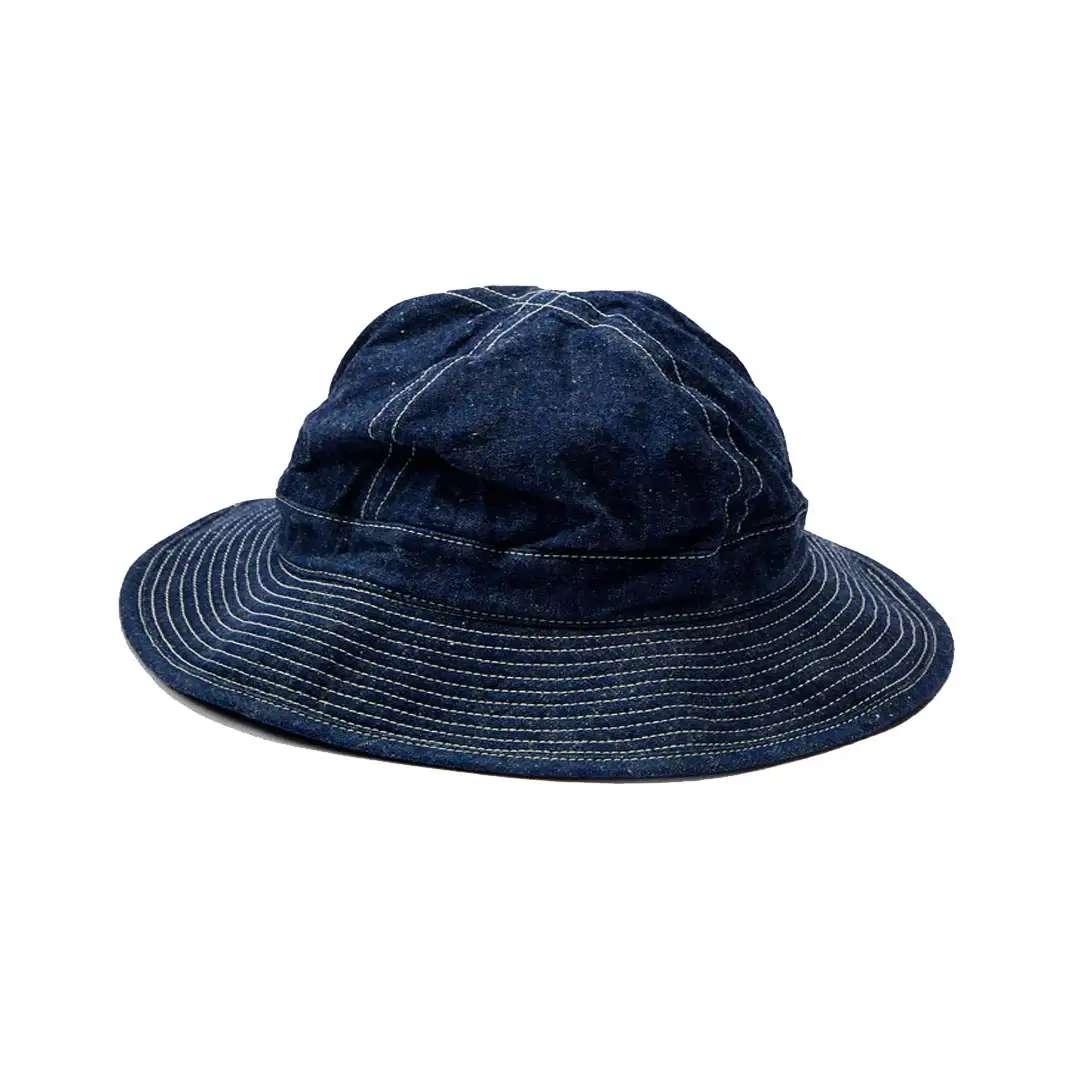 orSlow-US-Navy-Hat-in-Rinsed-Indigo-Front.webp orSlow US Navy Hat in Rinsed Indigo - Image 1